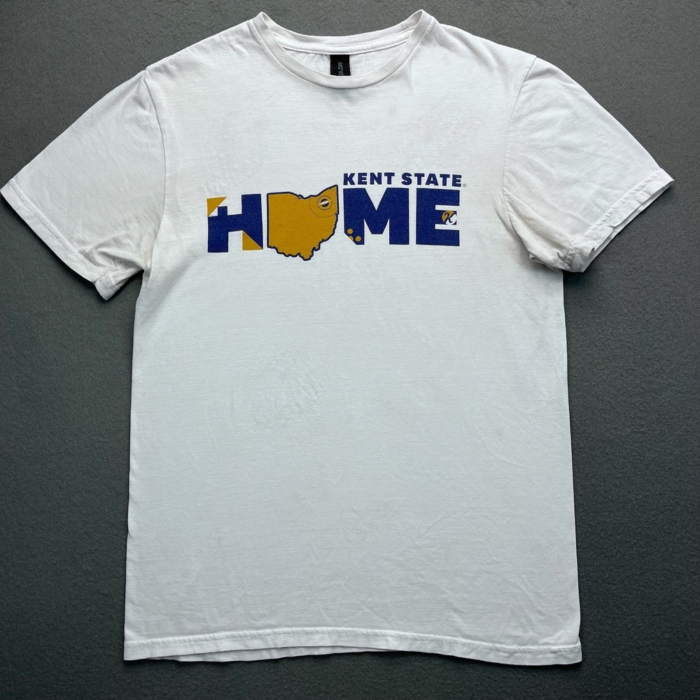 Gildan Men T Shirt Cotton White Small Kent State Ohio Home Graphic Tee